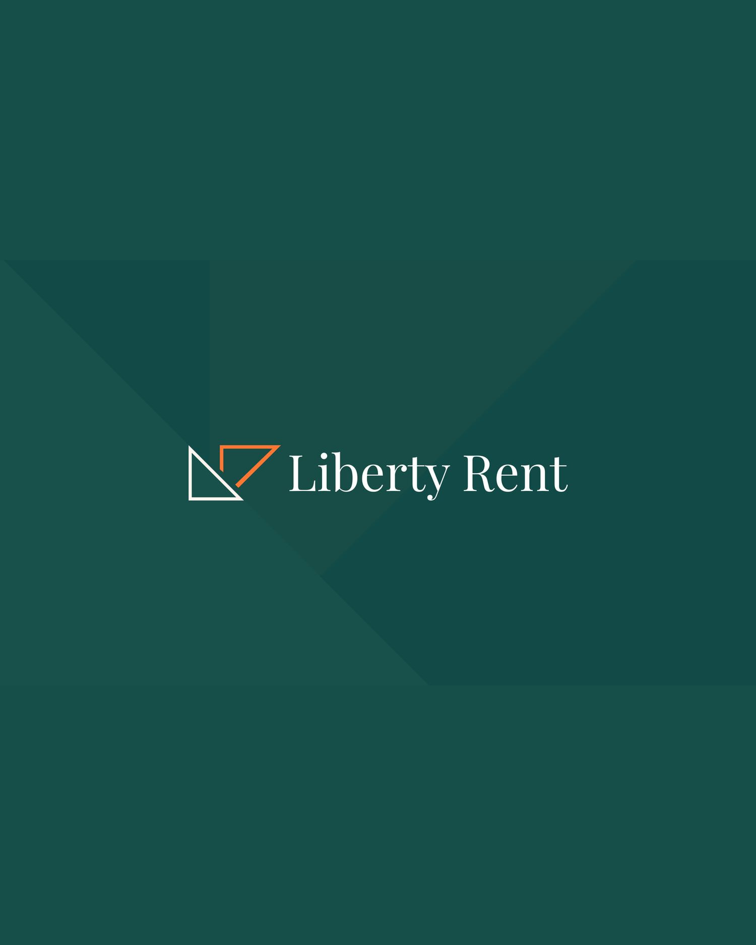 The Liberty Rent logo: two upward-pointing triangles beside the serif wordmark, white on the brand's deep glacier-teal