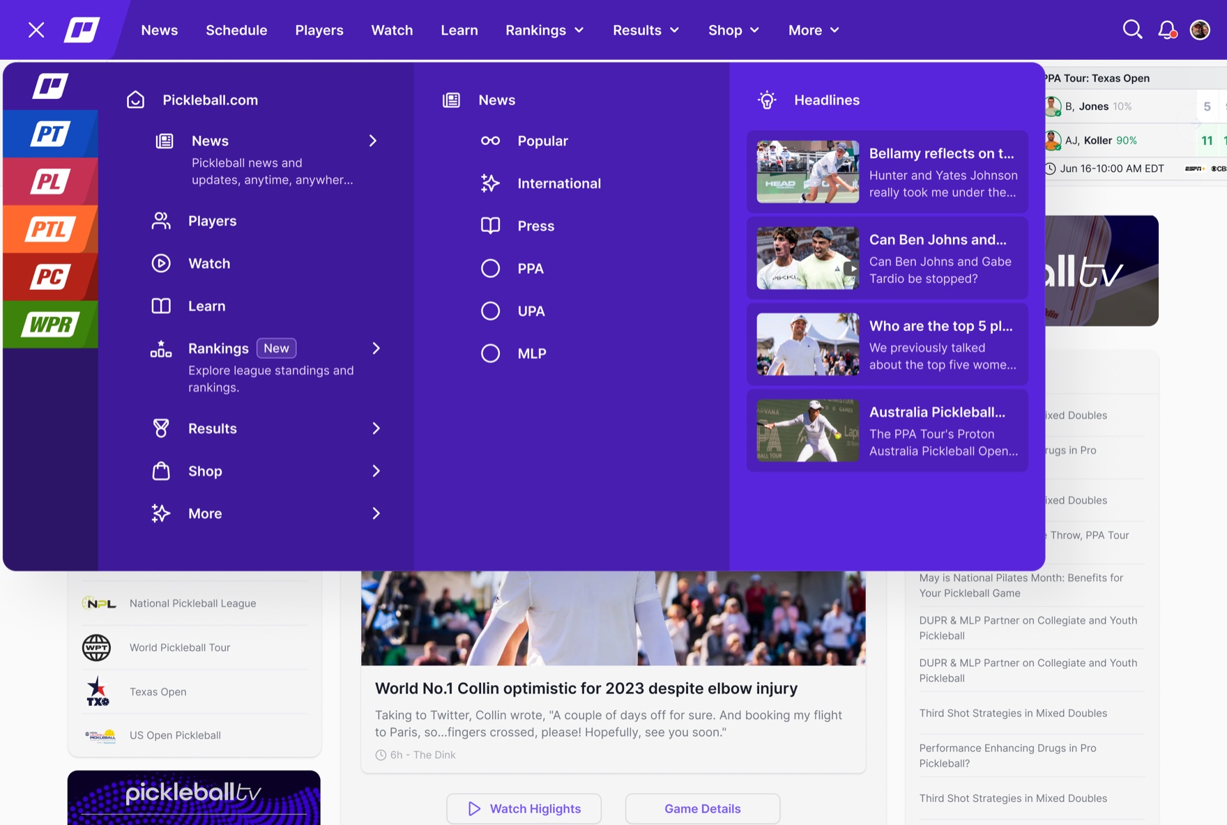 The global navigation mega-menu open, the six sub-product brand marks in the rail and one unified menu structure across all of them